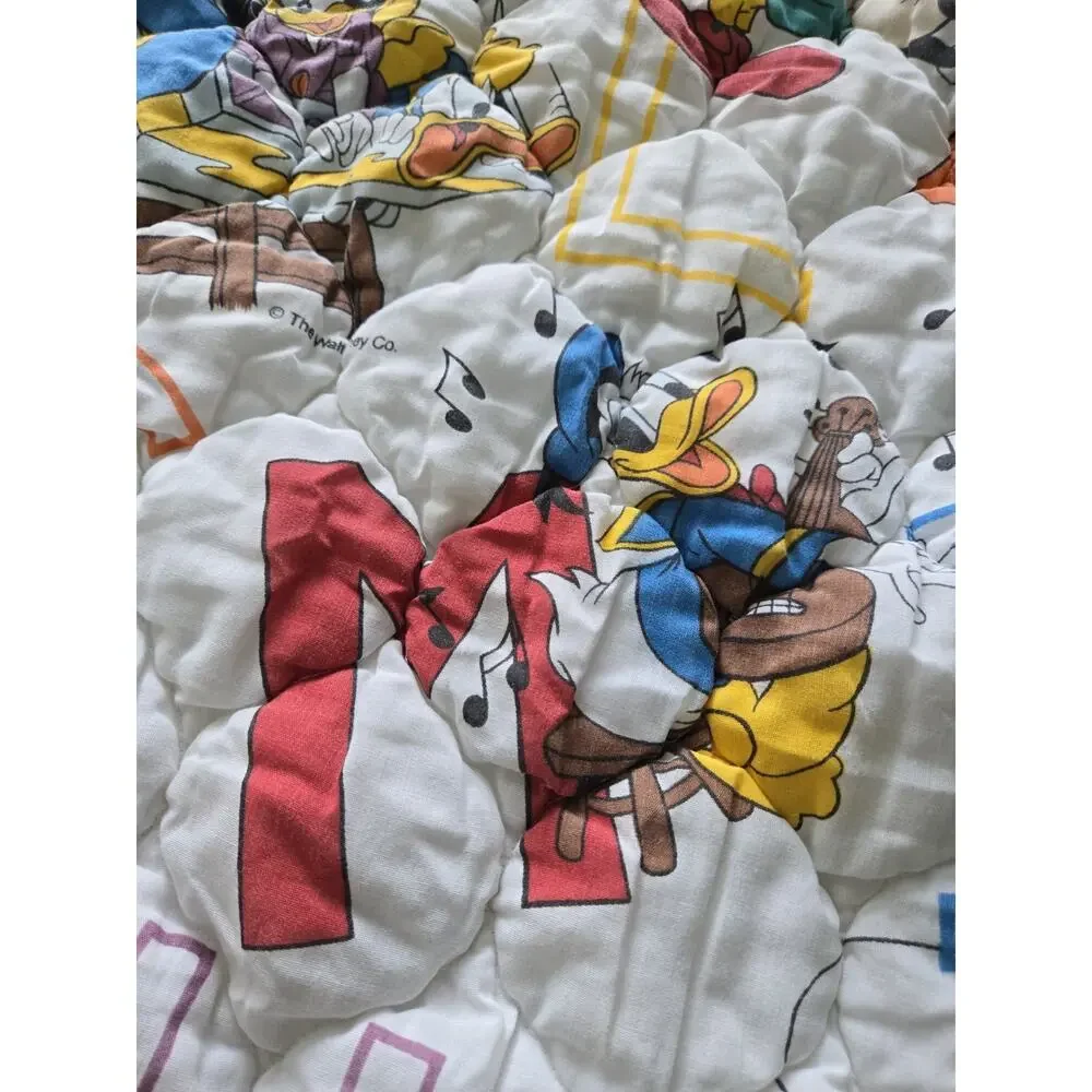 Vintage Walt Disney Mickey Mouse & Friends Alphabet Quilted Crib Blanket 37x47